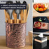 Monarch Abode 49177 Metal Caddy - Handcrafted Floral Embossed Kitchen Organizer for Utensils