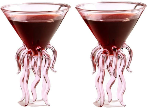 Octopus Martini Glass Creative Cocktail Drinkware Goblet Tools (2 Transparent)