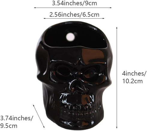 Vitbunana Skull-Shaped Toothbrush Holder, Skull Ceramic Small Storage Tube, Skull Pen Holder, Skull Succulent Flower