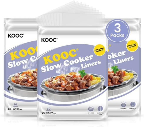 KOOC Slow Cooker Liners 8"x11" 30 Count Mini Size Disposable Pot Liners for 0.65 qt to 1.25 qt Pot BPA Free