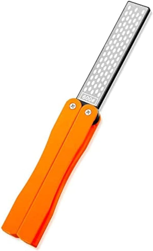 Diamond Knife Sharpener Pocket Sharpening Stone #400/600, Folding Portable Orange - 1pcs