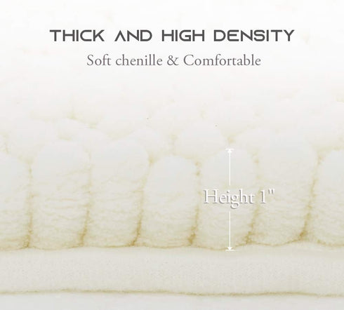 NICETOWN Super Thick Soft Striped Shaggy Chenille Bath Mats, Machine Washable Indoor Outdoor Durable Chenille Doormat, Dry Fast Water Absorbent Mat for Floor Master Bedroom Kitchen (Cream, 32" x 20") by NICETOWN