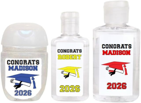 Personalized Graduation Party Favor Hand Sanitizer Labels, Graduation Party Favors, GRD107, Many