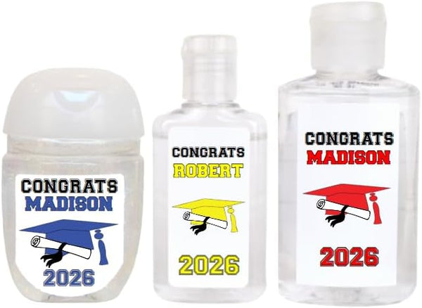 Personalized Graduation Party Favor Hand Sanitizer Labels, Graduation Party Favors, GRD107, Many