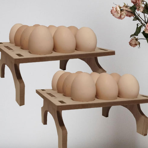 Stackable Wooden Egg Holder Countertop, Rustic Double Layer Egg Organizer for 24 Fresh Eggs, 2 pcs