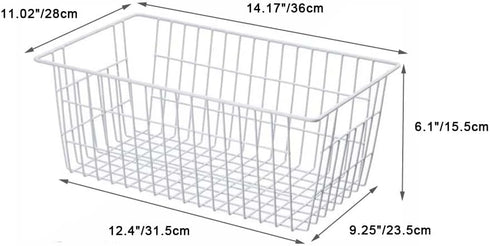 SANNO Large Freezer Baskets Metal Storage Organizer Bin Basket, Wire Storage Basket for Kitchen Pantry Bathroom, Set of