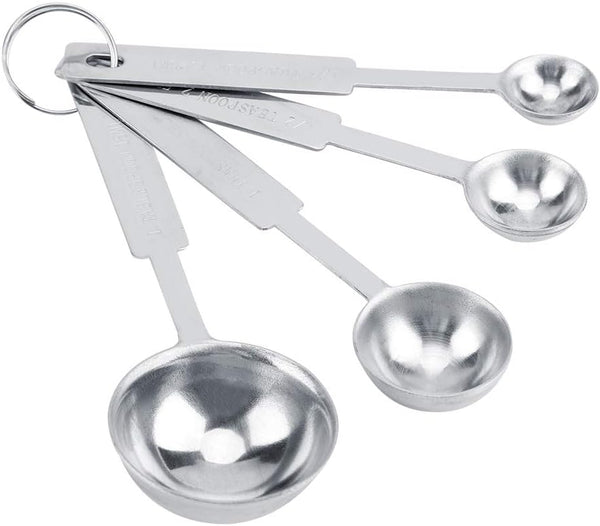 Stainless Steel Measuring Spoons Set of 4, Includes 1/10 tsp, 1/2 tsp, 1 tsp, 1 tbsp for Dry and Liquid
