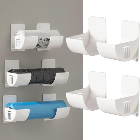 Myhiju 4 Pcs No Punching Trash Bag Dispenser Plastic Bag Holder,Wall Mounted Plastic