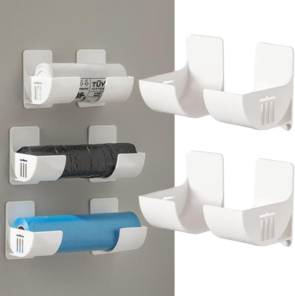 Myhiju 4 Pcs No Punching Trash Bag Dispenser Plastic Bag Holder,Wall Mounted Plastic