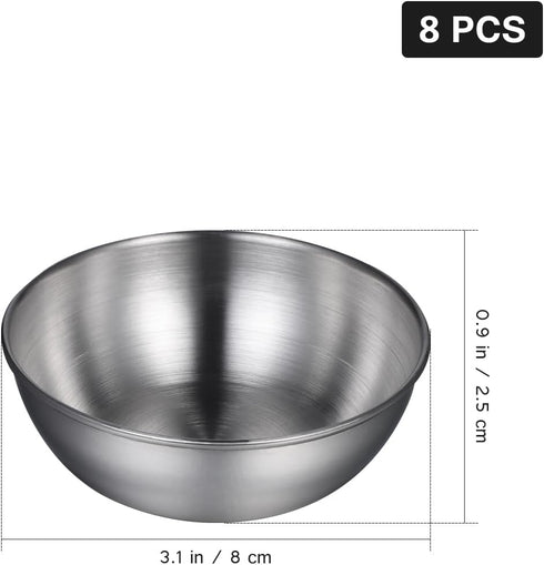 Healeved 8pcs Stainless Steel Sauce Dishes | Round Seasoning Dishes & Mini Appetizer Plates | 3.15 Inch