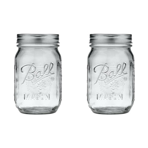 Ball Glass 389579 Clear Pint Mason, Regular Mouth, 2 Count (Pack of 1)
