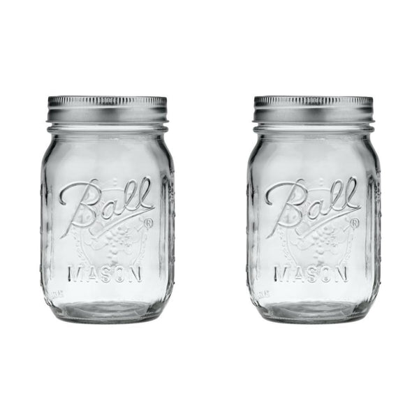 Ball Glass 389579 Clear Pint Mason, Regular Mouth, 2 Count (Pack of 1)