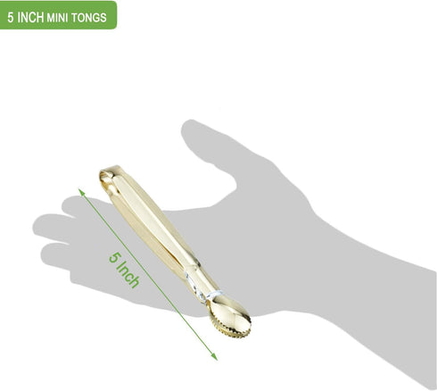 Mini Serving Tongs, Set of 4 Appetizer Tongs, 5 Inches (Gold)