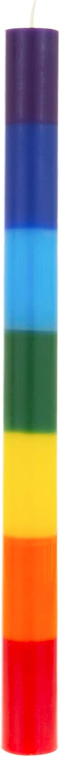Mega Candles 5 pcs Unscented Multi Color Straight Taper Chakra Candles, Hand Poured Premium Wax, 12 Inch x 1 Inch, 100%