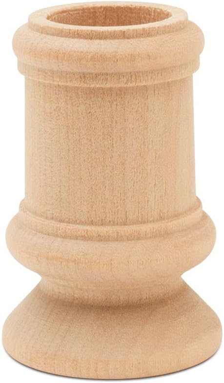 Classic-Style Wooden Candle Cups - Set of 4 with 7/8 Inch Taper Candle Hole, Unfinished by Woodpeckers