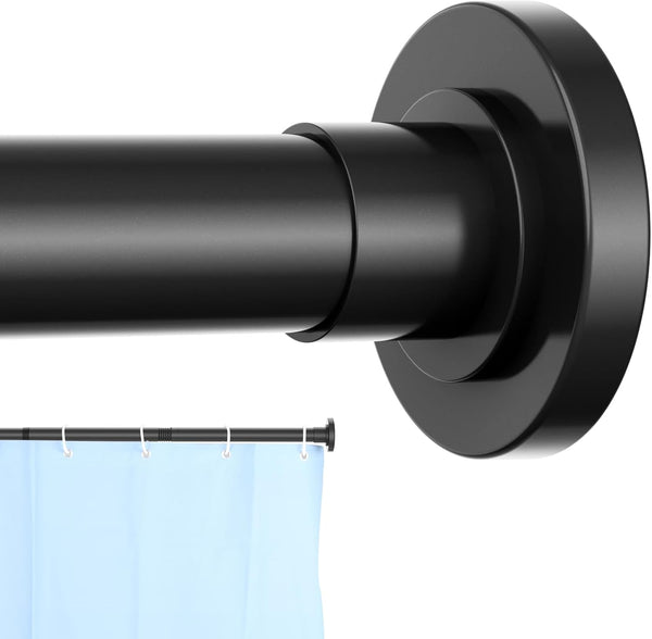 Adjustable Shower Curtain Rod 31 to 43 Inch, 1 Inch Diameter Matte Black Spring Tension Stainless Steel, Easy Install