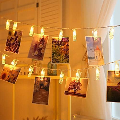 20 Photo Clip String Lights, LED Fairy Twinkle Lights for Indoor Outdoor Decor, Home Wall