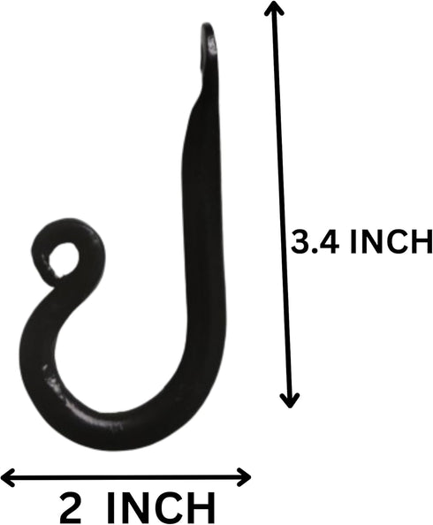 Wrought Iron Coat Hooks Set of 3, Decorative Black Wall Mounted Rustic Hooks for Hanging