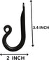 Wrought Iron Coat Hooks Set of 3, Decorative Black Wall Mounted Rustic Hooks for Hanging