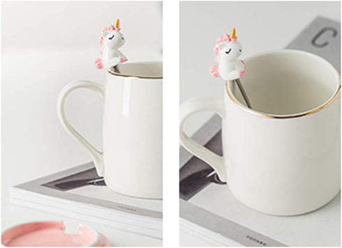 BigNoseDeer Unicorn Mug, Cute Ceramic Coffee Mug with Lovely Unicorn Spoon, 380ML Morning Cup Gift for Girls Magic