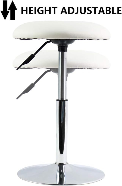 FURWOO Adjustable White Round Vanity Stool - Mini Bar Chair for Salon & Spa