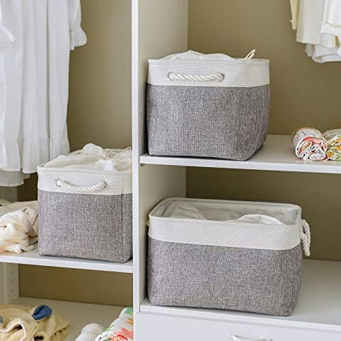 TheWarmHome Storage Baskets for Organizing, 3 Pack Jumbo Foldable Storage Bins for Shelves, Fabric Box for Closet -