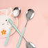Set of 4 Stainless Steel Soup Spoons, Korean Dessert Spoons, Green Daisy Mixed Color, 8 Inches