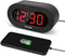 REACHER Small LED Digital Alarm Clock, Full Range Brightness Dimmer, USB Charger, Adjustable Alarm Volume