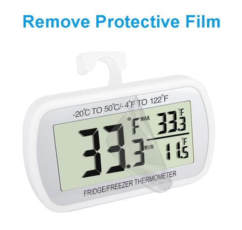 Waterproof Refrigerator Thermometer, Digital Freezer Room Thermometer with Max/Min Record Function, Large LCD Screen (1