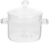 Glass Cooking Pot with Lid and Handle, 1.35L/45 oz Clear Stovetop Pot for Noodles, Pasta, Soup, Milk