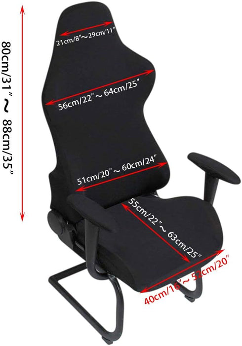 BTSKY Ergonomic Office Computer Game Chair Slipcovers, Stretchy Polyester Covers for Gaming Chair (Black)