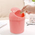 2 Pcs Plastic Mini Wastebasket Trash Can with Swing Lid, 120 Trash Bags, Tiny Desktop Bin for Home Office (Pink + Beige)