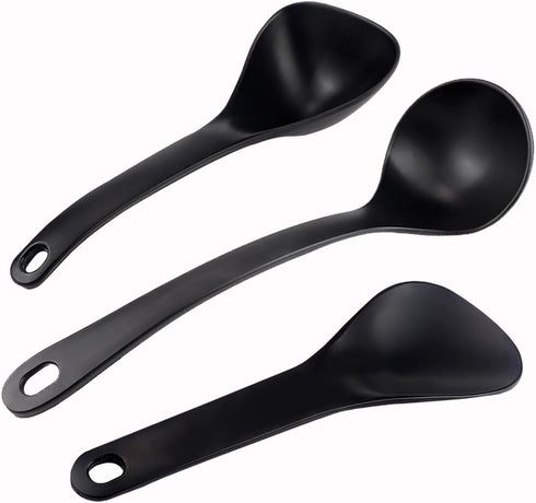 DOERDO 3 Pcs Rice Paddle Spoon, Non-Stick Soup Spoon for Rice Soup Potato Cooking
