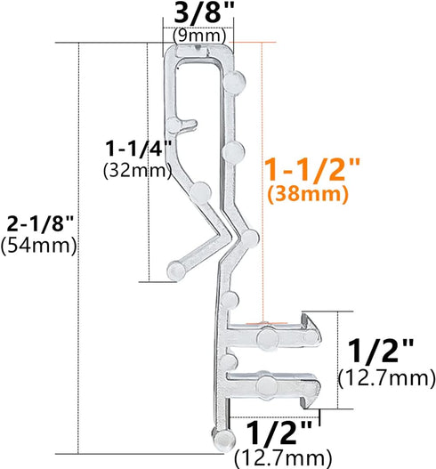 10 pcs Hidden Channel Valance Clips, 2-1/8 inch for Horizontal Wood Blinds, Mini Blinds Retainer Holder