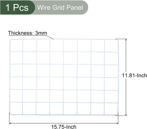 YOKIVE Iron Wire Grid Panel, Decorative Photo Display Holders Hanging Frame for Home Office (White, 16"x12")