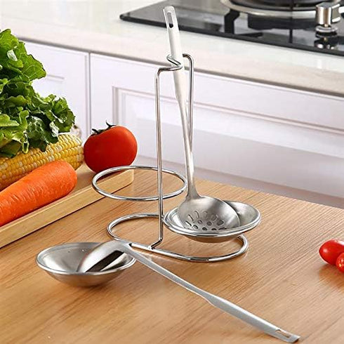 304 Stainless Steel Double Ladles Holder - Vertical Spoon Rest Cooking Utensils Stand with 4 Inch Bowls