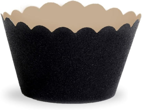 Dress My Cupcake Set of 50 Standard Reusable Glitter Black Cupcake Wrappers, Black Cupcake Liners