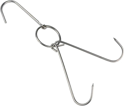 TIHOOD 3 PCS 9.4" Stainless Steel Double Meat Hooks for Roast Duck, Bacon, BBQ Grill Hanger Cooking Tools Accessories