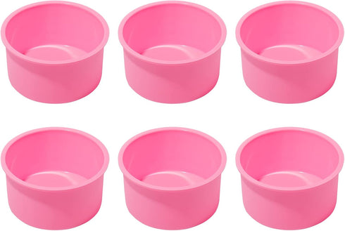 Silicone Mini Round Cake Molds, Set of 6, 4 Inch, Pink