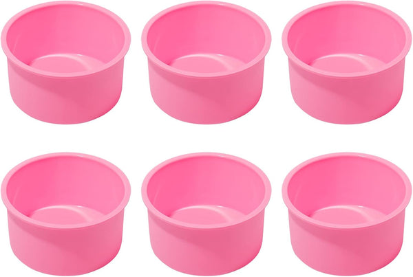 Silicone Mini Round Cake Molds, Set of 6, 4 Inch, Pink