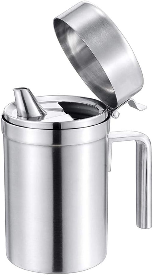 Oil Can Stainless Steel Olive Oil Dispenser Bottle, 550ML Leak Proof Pot for Kitchen Cooking, BBQ, Salad Storage with