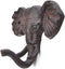 Antiqued Reproduction Cast Iron Elephant Head Single Hook Hanger, Heavy Duty Iron Art Decorative Coat Hat Hooks (1 pc)