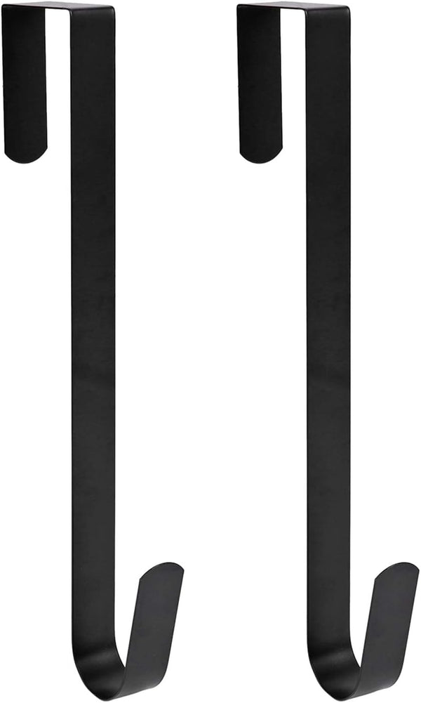 Sattiyrch 15" Wreath Hanger for Front Door | Sturdy Steel Over The Door Hanger Hook | Black, 2 Pieces