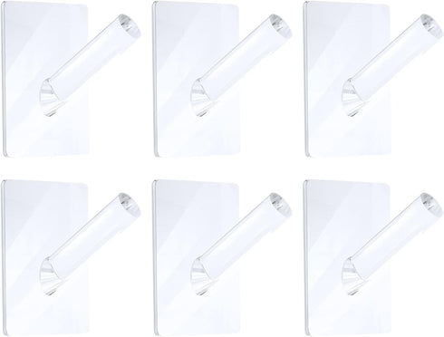 Jetec 6 Pieces Clear Acrylic Hat Hooks, Heavy Duty Wall Mounted Coat and Towel Hook, Self Adhesive Jewelry Organizer