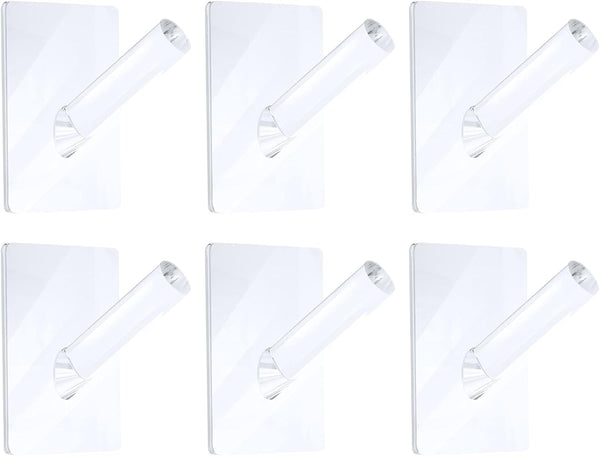 Jetec 6 Pieces Clear Acrylic Hat Hooks, Heavy Duty Wall Mounted Coat and Towel Hook, Self Adhesive Jewelry Organizer