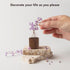 WAYUTO Mini Glass Vase with Walnut Stand - Self-Adhesive Plant Container for Home & Car
