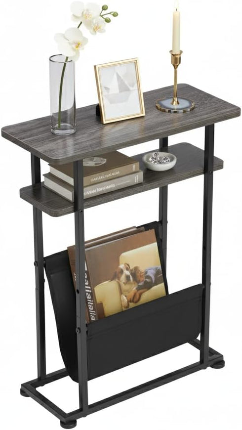 Narrow Small Side Table for Small Spaces - Slim End Table with