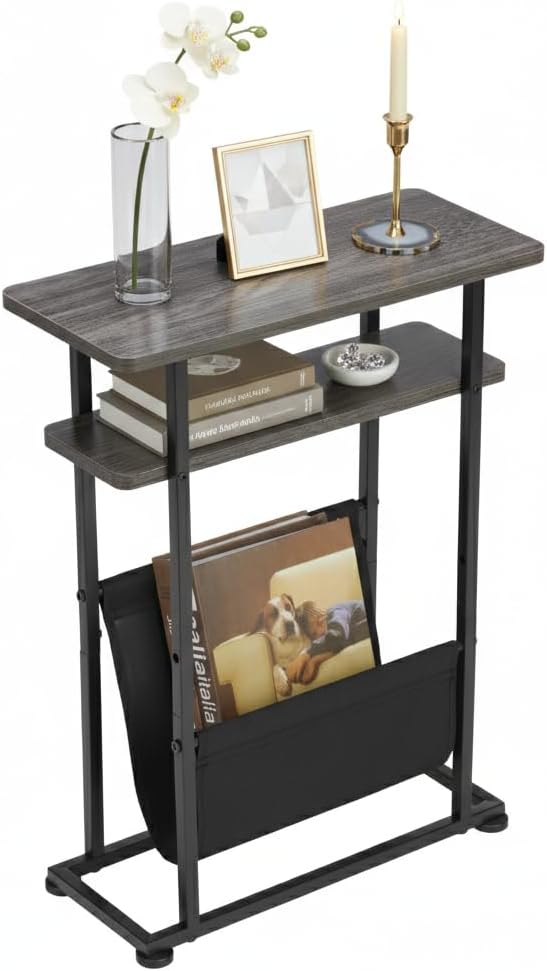 Narrow Small Side Table for Small Spaces - Slim End Table with