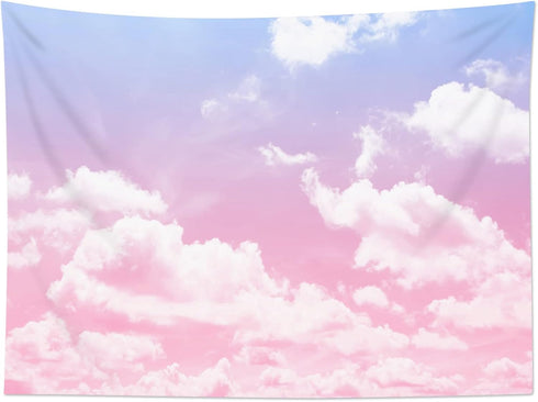 HVEST Pink Cloud Tapestry: Pink and Purple Nature Landscape for Bedroom, Living Room, Girl Dorm Decor, 60W X 40H