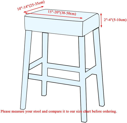 Lussenwert Set 4, 4 Stool Covers Rectangular of Stretch Printed Vanity Stool Covers Washable Saddle Bar Stool Slipcover